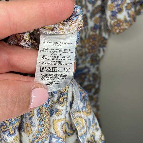 LOFT Beach Tie Front Floral Cut Out Rayon Romper Shorts Jumpsuit Size Medium - Picture 4 of 6